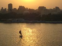  From my hotel window, the sun sets on the Nile 